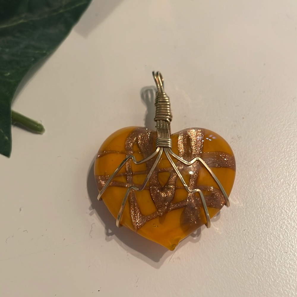 Murano Gold & Yellow Glass Heart!
